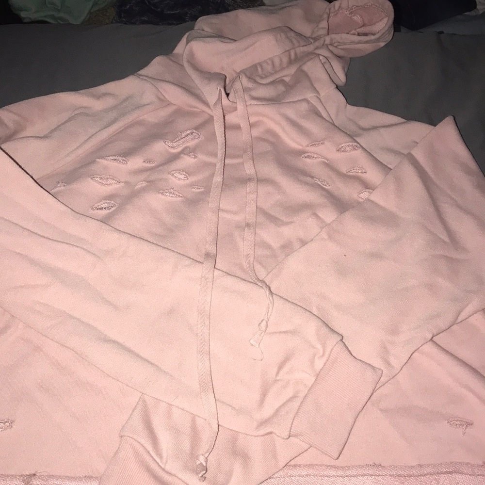 Hooded crop top with hole design